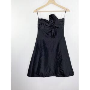 Trina Turk Black 100% Silk Strapless Twist Front Mini Dress Women's Size 8-10